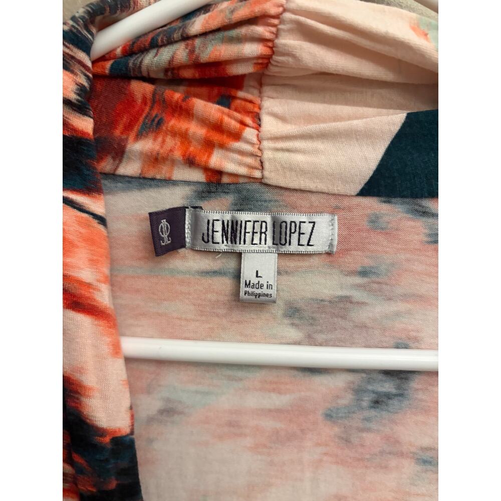 Jennifer Lopez JLo Multicolor Abstract Print Wrap Blouse Long Sleeve Large - Picture 5 of 10